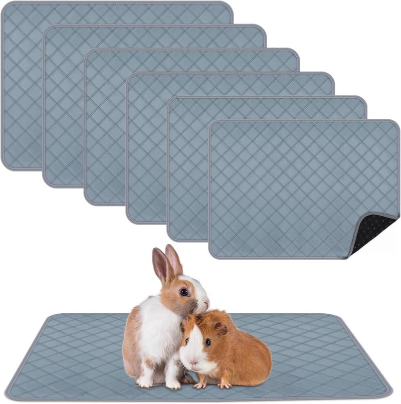 Hobbytree 6 Packs Washable Guinea Pig Cage Liners, Waterproof Guinea Pig Pee Pads Reusable Absorbent Bedding Anti Slip Mats for Small Animals Bunny Rabbit Hamster (24 x 18in) - Image 1